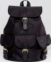 casual backpack with multi buckles