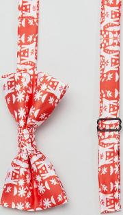christmas reindeer print bow tie
