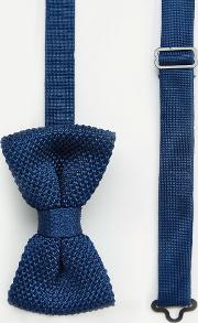 knitted bow tie navy in box