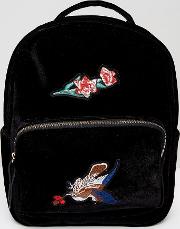 velvet backpack with embroidery