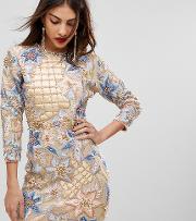 mini dress with quilted embroidery & embellishment
