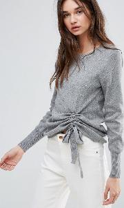 Free Will Knit Jumper With Ruched Detail