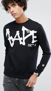 Aape By  Bathing  Sweatshirt With Large Script Logo  Black