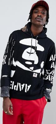 hoodie with contrast print placement