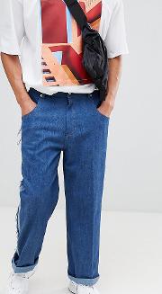 Wide Leg Jeans With Side Stripe