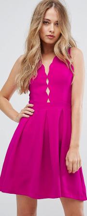 Serena Fit And Flare Scallop Dress