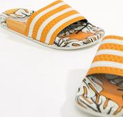 adidas x farm adilette slider sandals in tropical print