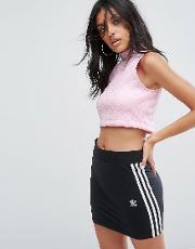 quilted high neck crop tank in pink