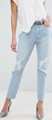 agolde jamie hi rise straight jean with rips ever