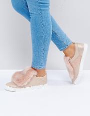 athelina faux fur trainers