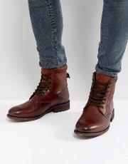 Derrian Leather Lace Up Boots In Brown