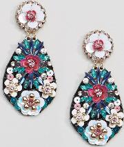 gwalella floral statement embellished earrings