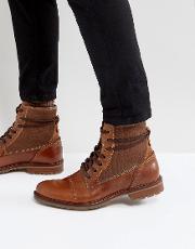Gweawien Leather Lace Up Boots In Tan