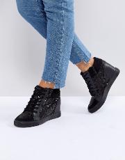 kaia wedge sequin trainer
