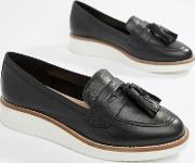 leather chunky sole tassel loafers