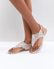 t bar sandal with diamante gems