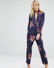 Floral Print Pyjama Trouser Co Ord
