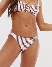 Diega Skimpy Bikini Bottom Mahogany Textured Stripe