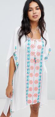 oversized beach kaftan with embroidered front