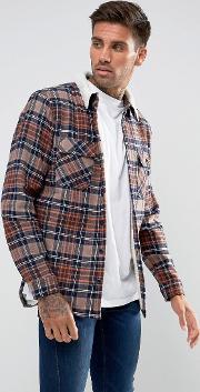 checked overshirt with borg lining