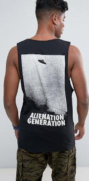 Alienation Back Print Vest With Scoop Armhole