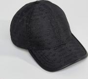 all over logo baseball cap in black