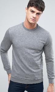 logo crew sweatshirt regular fit in grey marl