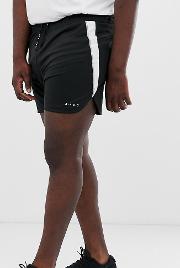 Plus Running Shorts With Side Stripe And Curve Hem White