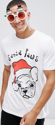 christmas longline  shirt with french bull dog santa print