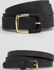 2 pack skinny waist belt and jeans