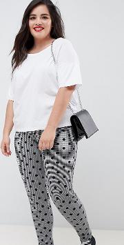 asos design curve leggings  houndstooth check with spot print