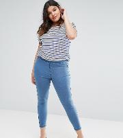 asos design curve pull on jeggings  maisy mid wash blue