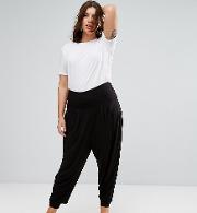 Harem Pants With Foldover Waistband In Jersey