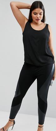 Leather Look Panelled Legging