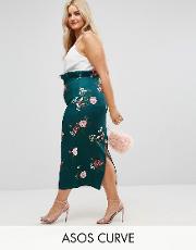 paperbag waist pencil skirt in floral print