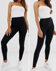 2 Pack High Waisted Leggings Save