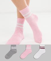 3 Pack Stripe Ankle Socks