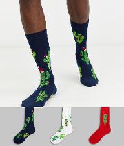 Ankle Sock With Christmas Outback Print 3 Pack Save