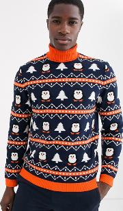 Christmas Jumper With Roll Neck