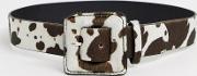 Cow Print Waist And Hip Belt With Matching Buckle Brown