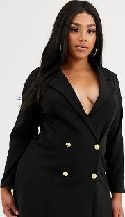 Curve Glam Double Breasted Jersey Blazer