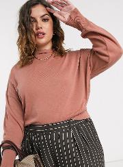 Curve Grown On High Neck Cropped Jumper