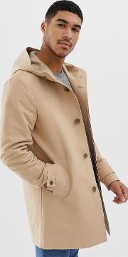 Hooded Trench Coat With Shower Resistance