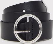 Leather Circle Buckle Jeans Belt With Tipped End