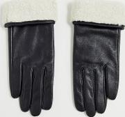Leather Gloves With Touch Screen And Borg Trim