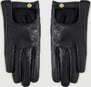 Leather Plain Gloves With Touch Screen