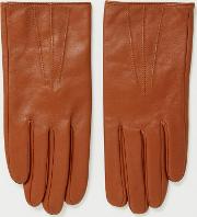 Leather Touch Screen Tan Gloves