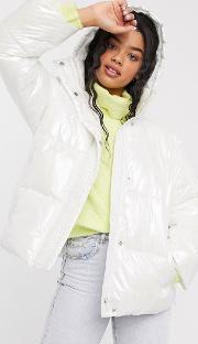 Marble Effect Puffer Jacket