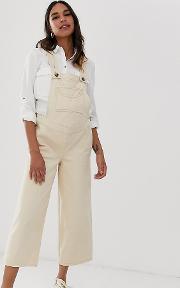 Maternity Denim Dungaree With Wide Leg
