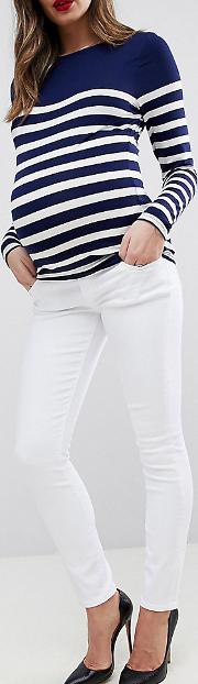 Maternity Ridley High Waisted Skinny Jeans Optic With Under The Bump Waistband